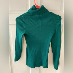 Green ribbed long sleeves turtleneck